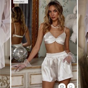 12th Tribe White Satin Pajama Set